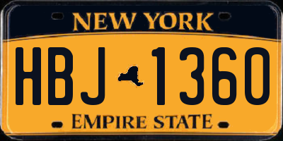 NY license plate HBJ1360