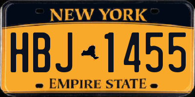 NY license plate HBJ1455