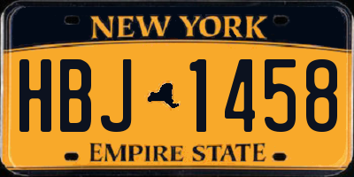 NY license plate HBJ1458
