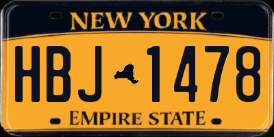 NY license plate HBJ1478