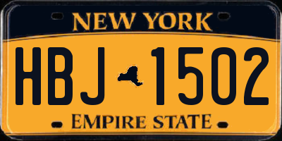 NY license plate HBJ1502