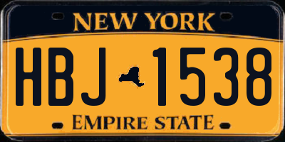 NY license plate HBJ1538