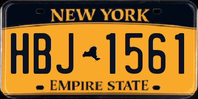 NY license plate HBJ1561