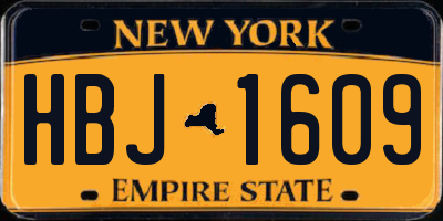 NY license plate HBJ1609
