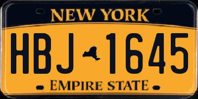 NY license plate HBJ1645