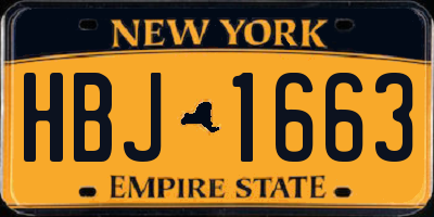 NY license plate HBJ1663
