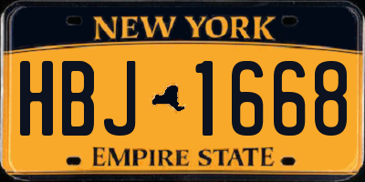 NY license plate HBJ1668