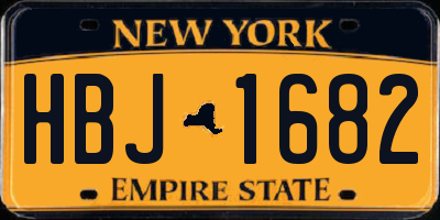 NY license plate HBJ1682
