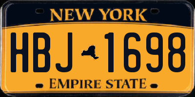 NY license plate HBJ1698