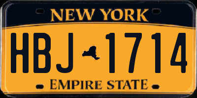 NY license plate HBJ1714