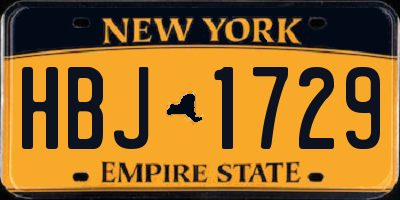 NY license plate HBJ1729