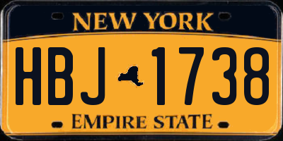 NY license plate HBJ1738