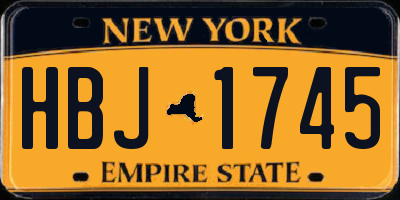 NY license plate HBJ1745
