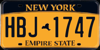 NY license plate HBJ1747
