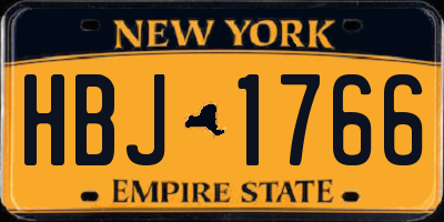 NY license plate HBJ1766