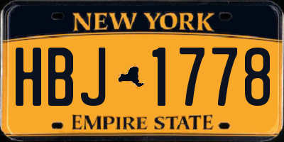 NY license plate HBJ1778