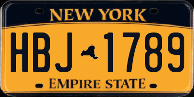 NY license plate HBJ1789