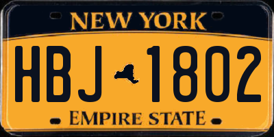 NY license plate HBJ1802