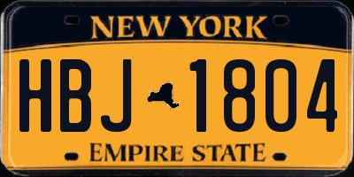 NY license plate HBJ1804