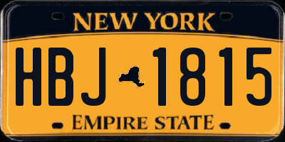 NY license plate HBJ1815