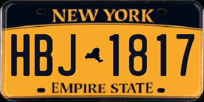NY license plate HBJ1817