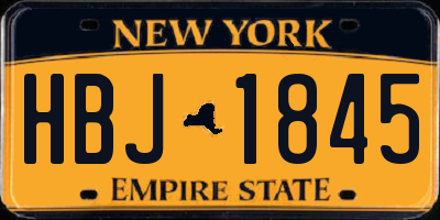 NY license plate HBJ1845