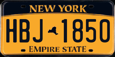 NY license plate HBJ1850