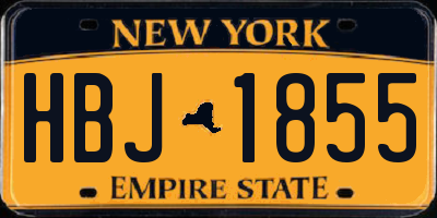 NY license plate HBJ1855