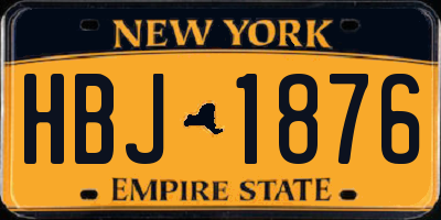 NY license plate HBJ1876