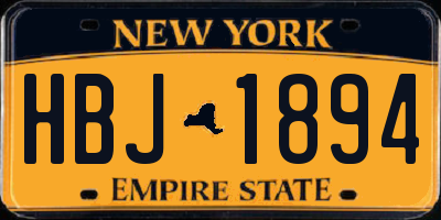 NY license plate HBJ1894