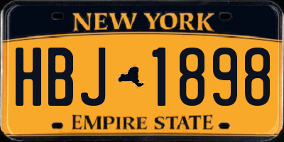 NY license plate HBJ1898