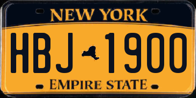 NY license plate HBJ1900