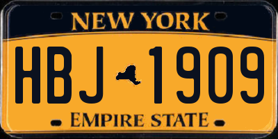 NY license plate HBJ1909