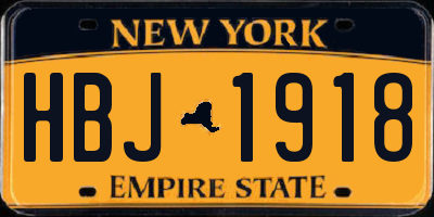 NY license plate HBJ1918