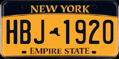 NY license plate HBJ1920