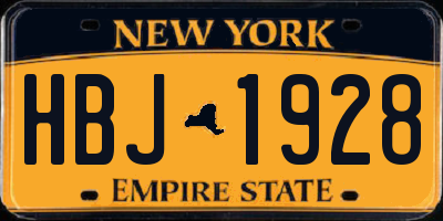 NY license plate HBJ1928