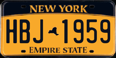 NY license plate HBJ1959