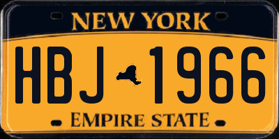 NY license plate HBJ1966