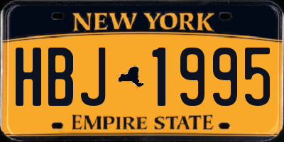 NY license plate HBJ1995