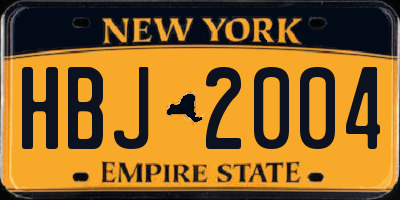 NY license plate HBJ2004