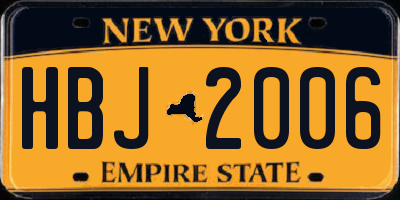 NY license plate HBJ2006