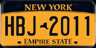 NY license plate HBJ2011