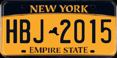 NY license plate HBJ2015