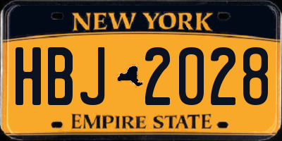 NY license plate HBJ2028