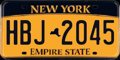 NY license plate HBJ2045