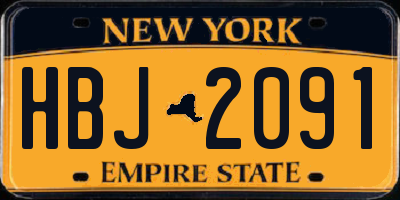 NY license plate HBJ2091