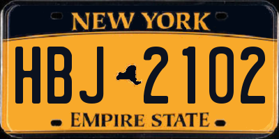 NY license plate HBJ2102
