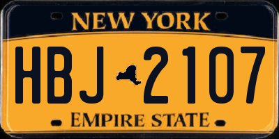 NY license plate HBJ2107
