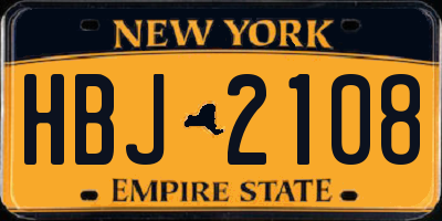 NY license plate HBJ2108