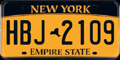NY license plate HBJ2109